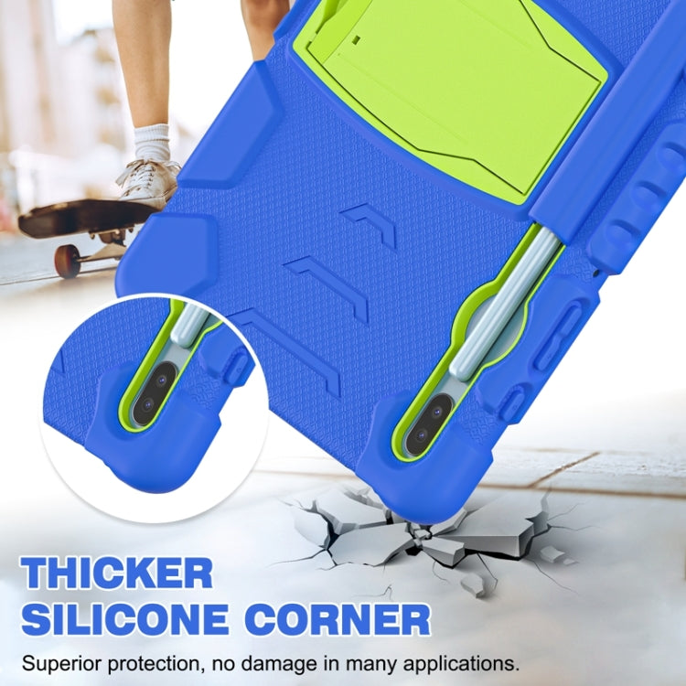 For Samsung Galaxy Tab S6 T860 3-Layer Protection  Screen Frame + PC + Silicone Shockproof Combination Case with Holder(Blue+Lime) - Other Galaxy Tab PC by buy2fix | Online Shopping UK | buy2fix