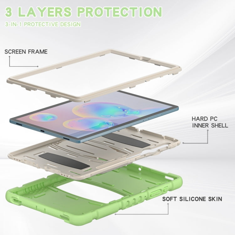 For Samsung Galaxy Tab S6 T860 3-Layer Protection  Screen Frame + PC + Silicone Shockproof Combination Case with Holder(Matcha Green) - Other Galaxy Tab PC by buy2fix | Online Shopping UK | buy2fix
