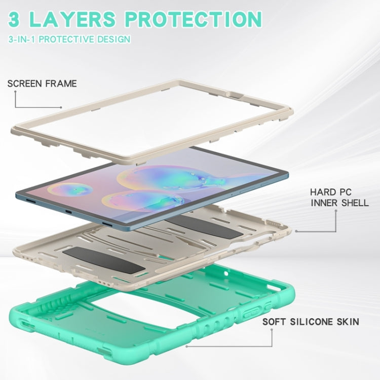 For Samsung Galaxy Tab S6 T860 3-Layer Protection  Screen Frame + PC + Silicone Shockproof Combination Case with Holder(Mint Green) - Other Galaxy Tab PC by buy2fix | Online Shopping UK | buy2fix