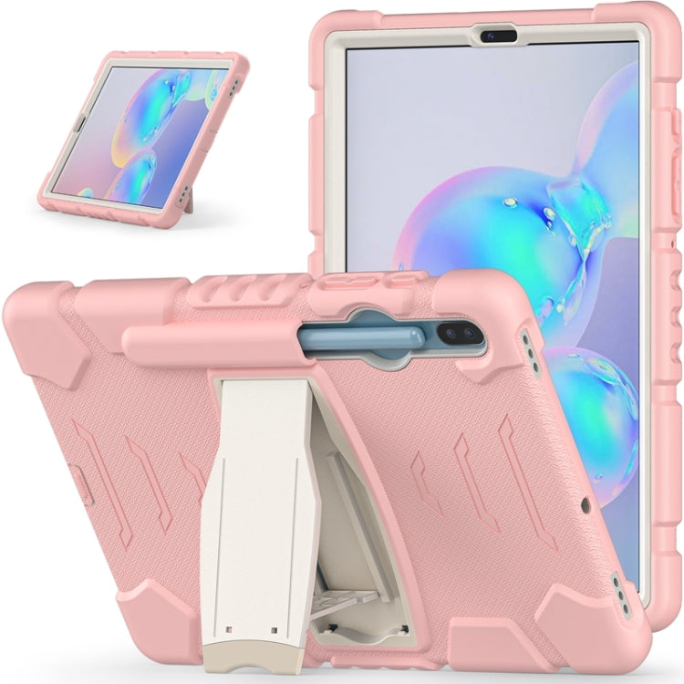 For Samsung Galaxy Tab S6 T860 3-Layer Protection  Screen Frame + PC + Silicone Shockproof Combination Case with Holder(Cherry Blossoms Pink) - Other Galaxy Tab PC by buy2fix | Online Shopping UK | buy2fix