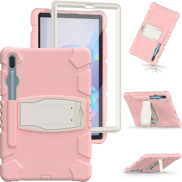 For Samsung Galaxy Tab S6 T860 3-Layer Protection  Screen Frame + PC + Silicone Shockproof Combination Case with Holder(Cherry Blossoms Pink) - Other Galaxy Tab PC by buy2fix | Online Shopping UK | buy2fix