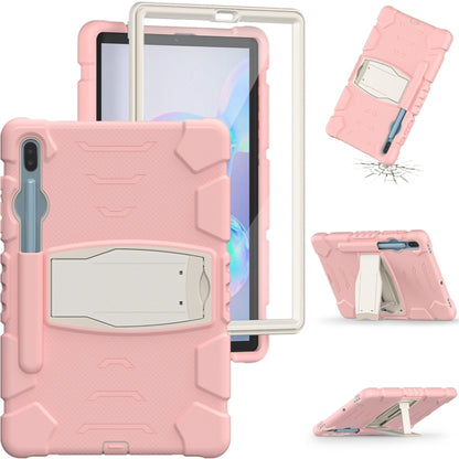 For Samsung Galaxy Tab S6 T860 3-Layer Protection  Screen Frame + PC + Silicone Shockproof Combination Case with Holder(Cherry Blossoms Pink) - Other Galaxy Tab PC by buy2fix | Online Shopping UK | buy2fix
