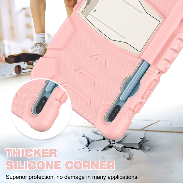 For Samsung Galaxy Tab S6 T860 3-Layer Protection  Screen Frame + PC + Silicone Shockproof Combination Case with Holder(Cherry Blossoms Pink) - Other Galaxy Tab PC by buy2fix | Online Shopping UK | buy2fix