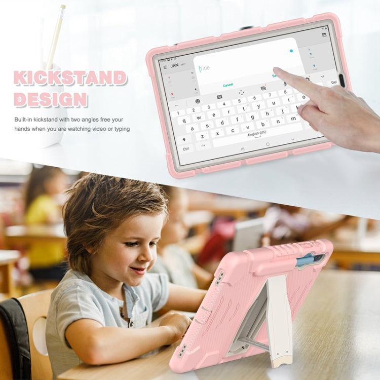 For Samsung Galaxy Tab S6 T860 3-Layer Protection  Screen Frame + PC + Silicone Shockproof Combination Case with Holder(Cherry Blossoms Pink) - Other Galaxy Tab PC by buy2fix | Online Shopping UK | buy2fix
