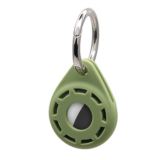 Silica Gel Anti-scratch Shockproof Protective Cover Soft Case with Keychain Ring Loop For AirTag 2nd Gen / AirTag 1st Gen(Olive Green)