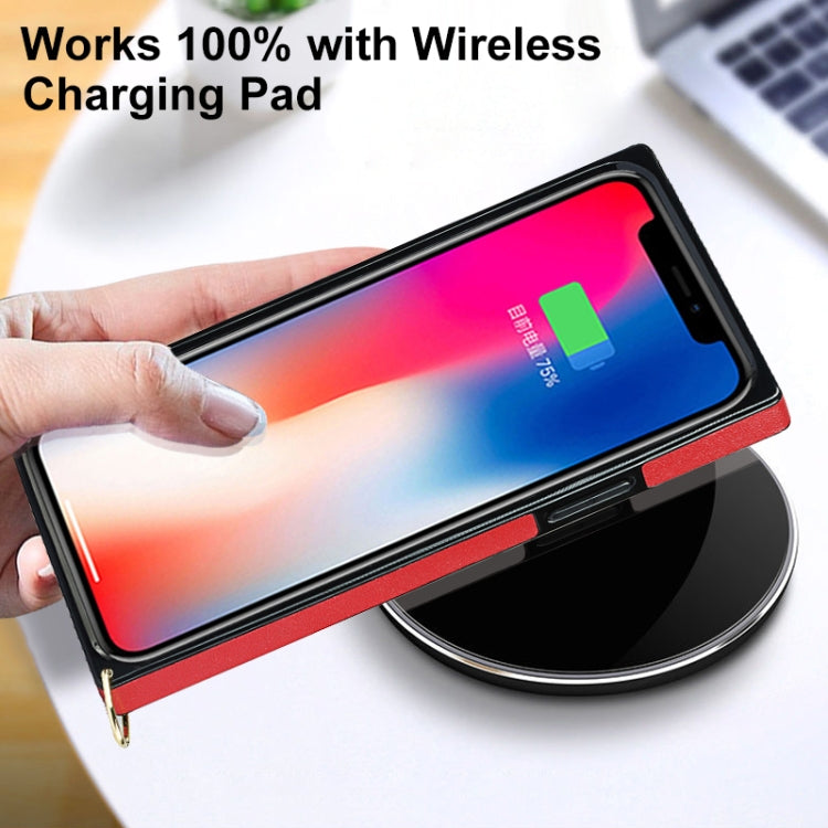 Elegant Rhombic Pattern Microfiber Leather +TPU Shockproof Case with Crossbody Strap Chain For iPhone 8 Plus / 7 Plus(Red) - More iPhone Cases by buy2fix | Online Shopping UK | buy2fix