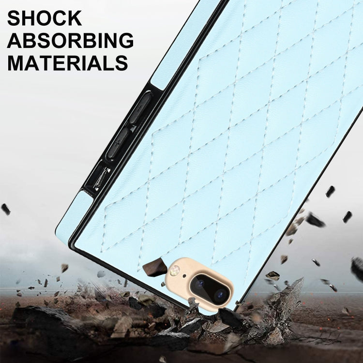 Elegant Rhombic Pattern Microfiber Leather +TPU Shockproof Case with Crossbody Strap Chain For iPhone 8 Plus / 7 Plus(Blue) - More iPhone Cases by buy2fix | Online Shopping UK | buy2fix