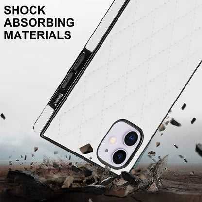 For iPhone 11 Elegant Rhombic Pattern Microfiber Leather +TPU Shockproof Case with Crossbody Strap Chain (White) - iPhone 11 Cases by buy2fix | Online Shopping UK | buy2fix