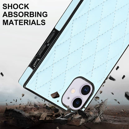 For iPhone 11 Elegant Rhombic Pattern Microfiber Leather +TPU Shockproof Case with Crossbody Strap Chain (Blue) - iPhone 11 Cases by buy2fix | Online Shopping UK | buy2fix