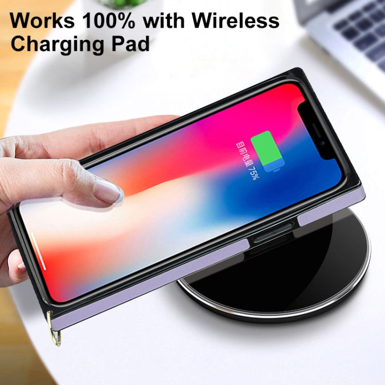 For iPhone 11 Elegant Rhombic Pattern Microfiber Leather +TPU Shockproof Case with Crossbody Strap Chain (Purple) - iPhone 11 Cases by buy2fix | Online Shopping UK | buy2fix