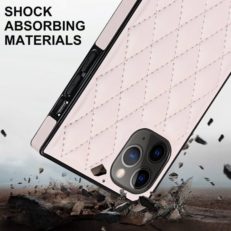 For iPhone 11 Pro Elegant Rhombic Pattern Microfiber Leather +TPU Shockproof Case with Crossbody Strap Chain (Pink) - iPhone 11 Pro Cases by buy2fix | Online Shopping UK | buy2fix
