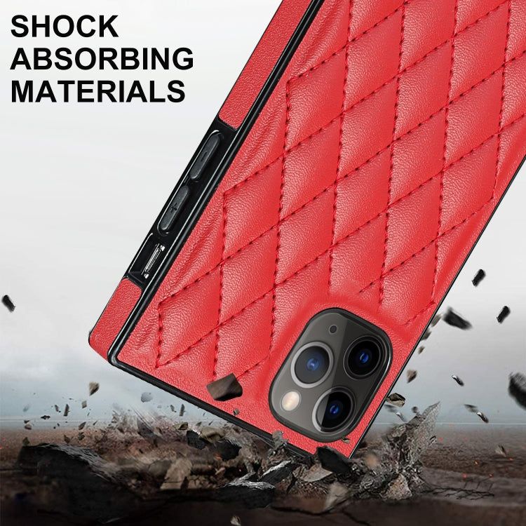 For iPhone 11 Pro Max Elegant Rhombic Pattern Microfiber Leather +TPU Shockproof Case with Crossbody Strap Chain (Red) - iPhone 11 Pro Max Cases by buy2fix | Online Shopping UK | buy2fix