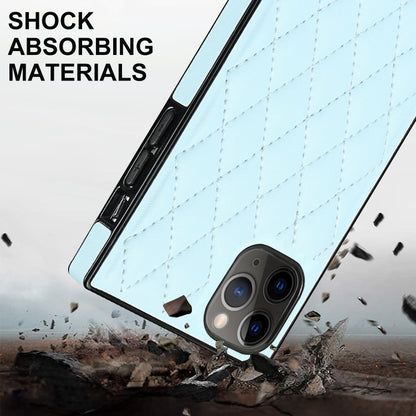 For iPhone 11 Pro Max Elegant Rhombic Pattern Microfiber Leather +TPU Shockproof Case with Crossbody Strap Chain (Blue) - iPhone 11 Pro Max Cases by buy2fix | Online Shopping UK | buy2fix