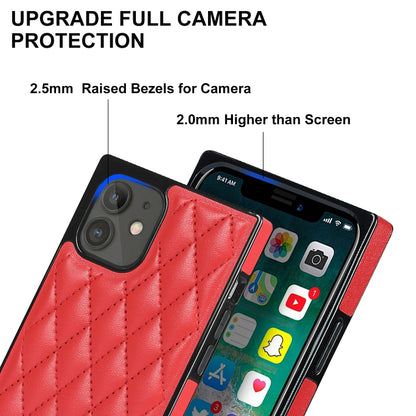 For iPhone 12 mini Elegant Rhombic Pattern Microfiber Leather +TPU Shockproof Case with Crossbody Strap Chain (Red) - iPhone 12 mini Cases by buy2fix | Online Shopping UK | buy2fix
