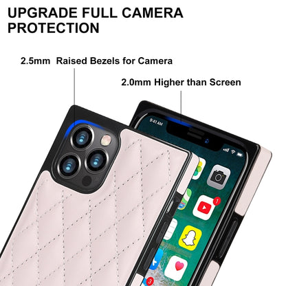 For iPhone 12 Pro Max Elegant Rhombic Pattern Microfiber Leather +TPU Shockproof Case with Crossbody Strap Chain(Pink) - iPhone 12 Pro Max Cases by buy2fix | Online Shopping UK | buy2fix