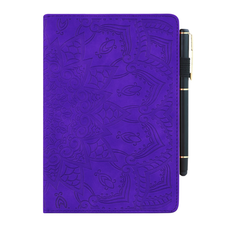 For iPad Pro 9.7 inch Calf Pattern Double Folding Design Embossed Leather Case with Holder & Card Slots & Pen Slot & Elastic Band(Purple) - iPad Pro 9.7 inch Cases by buy2fix | Online Shopping UK | buy2fix