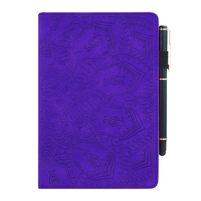 For iPad Pro 9.7 inch Calf Pattern Double Folding Design Embossed Leather Case with Holder & Card Slots & Pen Slot & Elastic Band(Purple) - iPad Pro 9.7 inch Cases by buy2fix | Online Shopping UK | buy2fix