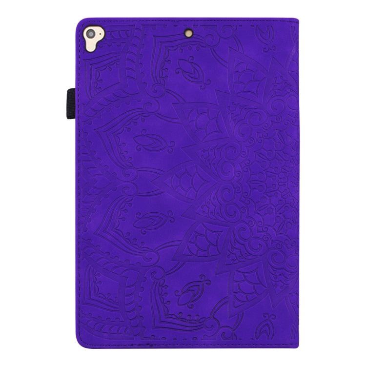 For iPad Pro 9.7 inch Calf Pattern Double Folding Design Embossed Leather Case with Holder & Card Slots & Pen Slot & Elastic Band(Purple) - iPad Pro 9.7 inch Cases by buy2fix | Online Shopping UK | buy2fix