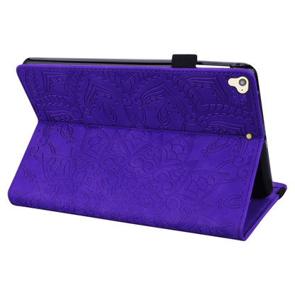 For iPad Pro 9.7 inch Calf Pattern Double Folding Design Embossed Leather Case with Holder & Card Slots & Pen Slot & Elastic Band(Purple) - iPad Pro 9.7 inch Cases by buy2fix | Online Shopping UK | buy2fix