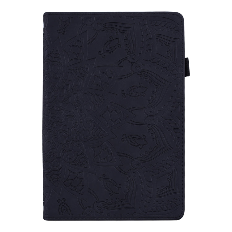 For iPad 10.2 2021 / 2020 / 2019 Calf Pattern Double Folding Design Embossed Leather Case with Holder & Card Slots & Pen Slot & Elastic Band(Black) - iPad 10.2 Cases by buy2fix | Online Shopping UK | buy2fix