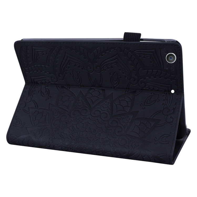 For iPad 10.2 2021 / 2020 / 2019 Calf Pattern Double Folding Design Embossed Leather Case with Holder & Card Slots & Pen Slot & Elastic Band(Black) - iPad 10.2 Cases by buy2fix | Online Shopping UK | buy2fix