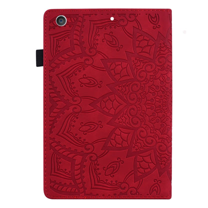 For iPad 10.2 2021 / 2020 / 2019 Calf Pattern Double Folding Design Embossed Leather Case with Holder & Card Slots & Pen Slot & Elastic Band(Red) - iPad 10.2 Cases by buy2fix | Online Shopping UK | buy2fix