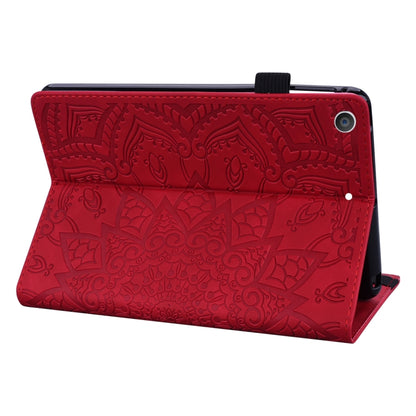 For iPad 10.2 2021 / 2020 / 2019 Calf Pattern Double Folding Design Embossed Leather Case with Holder & Card Slots & Pen Slot & Elastic Band(Red) - iPad 10.2 Cases by buy2fix | Online Shopping UK | buy2fix