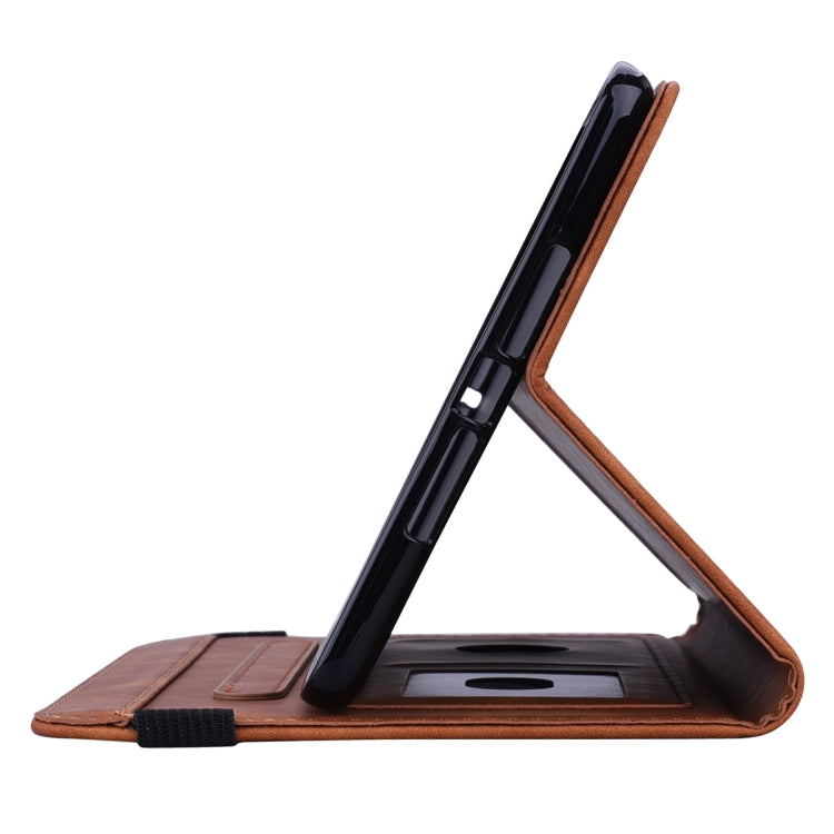 For iPad 10.2 2021 / 2020 / 2019 Calf Pattern Double Folding Design Embossed Leather Case with Holder & Card Slots & Pen Slot & Elastic Band(Brown) - iPad 10.2 Cases by buy2fix | Online Shopping UK | buy2fix