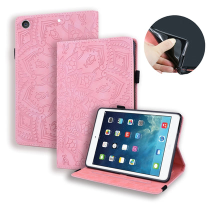 For iPad 10.2 2021 / 2020 / 2019 Calf Pattern Double Folding Design Embossed Leather Case with Holder & Card Slots & Pen Slot & Elastic Band(Pink) - iPad 10.2 Cases by buy2fix | Online Shopping UK | buy2fix