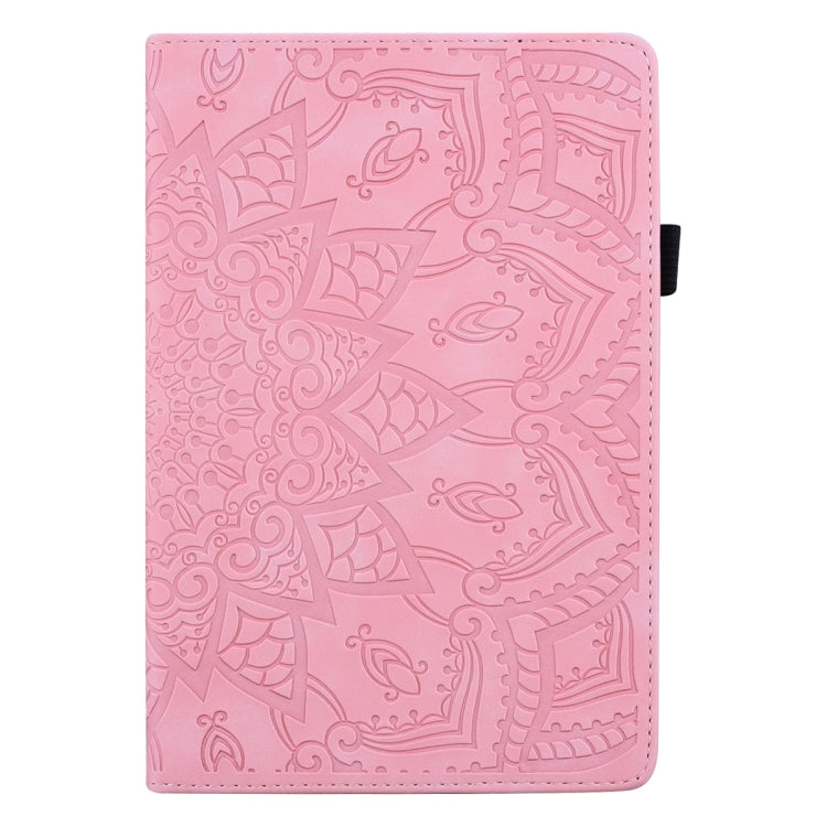 For iPad 10.2 2021 / 2020 / 2019 Calf Pattern Double Folding Design Embossed Leather Case with Holder & Card Slots & Pen Slot & Elastic Band(Pink) - iPad 10.2 Cases by buy2fix | Online Shopping UK | buy2fix