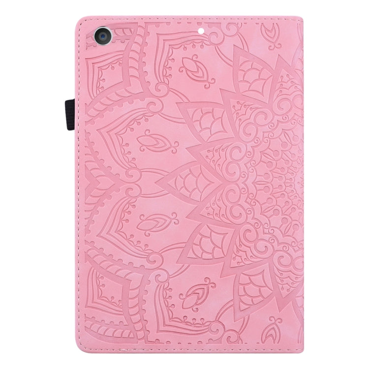 For iPad 10.2 2021 / 2020 / 2019 Calf Pattern Double Folding Design Embossed Leather Case with Holder & Card Slots & Pen Slot & Elastic Band(Pink) - iPad 10.2 Cases by buy2fix | Online Shopping UK | buy2fix