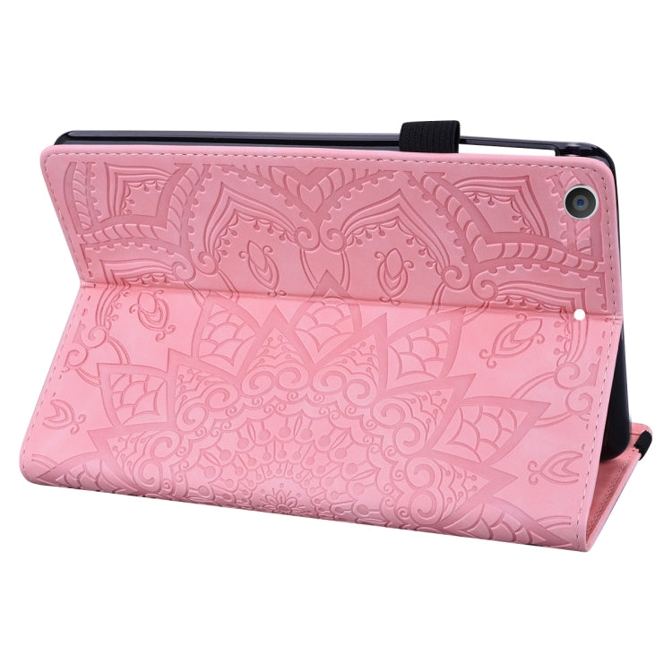 For iPad 10.2 2021 / 2020 / 2019 Calf Pattern Double Folding Design Embossed Leather Case with Holder & Card Slots & Pen Slot & Elastic Band(Pink) - iPad 10.2 Cases by buy2fix | Online Shopping UK | buy2fix
