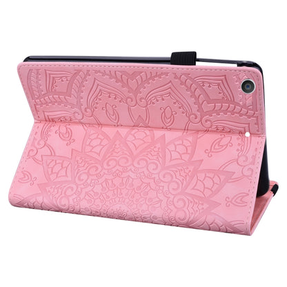 For iPad 10.2 2021 / 2020 / 2019 Calf Pattern Double Folding Design Embossed Leather Case with Holder & Card Slots & Pen Slot & Elastic Band(Pink) - iPad 10.2 Cases by buy2fix | Online Shopping UK | buy2fix