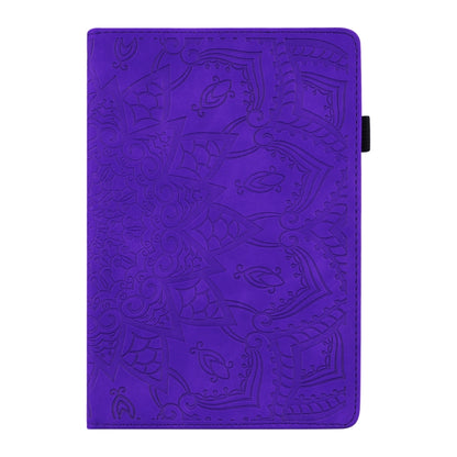 For iPad 10.2 2021 / 2020 / 2019 Calf Pattern Double Folding Design Embossed Leather Case with Holder & Card Slots & Pen Slot & Elastic Band(Purple) - iPad 10.2 Cases by buy2fix | Online Shopping UK | buy2fix