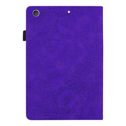 For iPad 10.2 2021 / 2020 / 2019 Calf Pattern Double Folding Design Embossed Leather Case with Holder & Card Slots & Pen Slot & Elastic Band(Purple) - iPad 10.2 Cases by buy2fix | Online Shopping UK | buy2fix