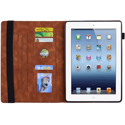 For iPad 4 & 3 & 2 Calf Pattern Double Folding Design Embossed Leather Case with Holder & Card Slots & Pen Slot & Elastic Band(Brown) - iPad 4 & 3 & 2 Cases by buy2fix | Online Shopping UK | buy2fix