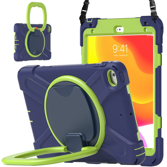 Silicone + PC Protective Case with Holder & Shoulder Strap For iPad mini 5 / 4(Navy Blue+Yellow Green) - iPad mini (2019) / mini 5 Cases by buy2fix | Online Shopping UK | buy2fix