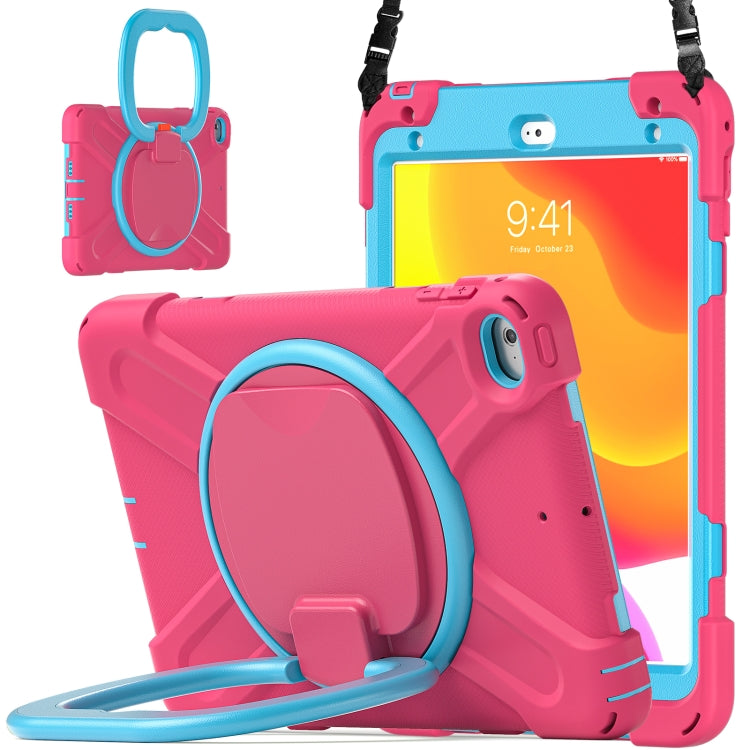 Silicone + PC Protective Case with Holder & Shoulder Strap For iPad mini 5 / 4(Rose Red+Blue) - iPad mini (2019) / mini 5 Cases by buy2fix | Online Shopping UK | buy2fix