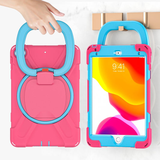 Silicone + PC Protective Case with Holder & Shoulder Strap For iPad mini 5 / 4(Rose Red+Blue) - iPad mini (2019) / mini 5 Cases by buy2fix | Online Shopping UK | buy2fix