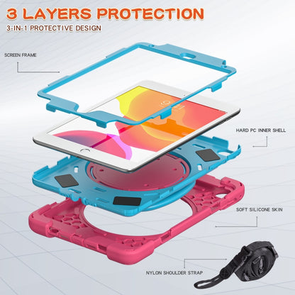 Silicone + PC Protective Case with Holder & Shoulder Strap For iPad mini 5 / 4(Rose Red+Blue) - iPad mini (2019) / mini 5 Cases by buy2fix | Online Shopping UK | buy2fix