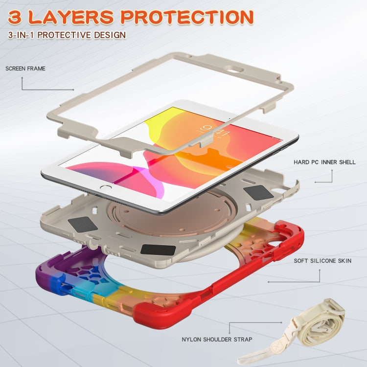 Silicone + PC Protective Case with Holder & Shoulder Strap For iPad mini 5 / 4(Rainbow Red) - iPad mini (2019) / mini 5 Cases by buy2fix | Online Shopping UK | buy2fix