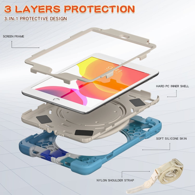 Silicone + PC Protective Case with Holder & Shoulder Strap For iPad mini 5 / 4(Rainbow Blue) - iPad mini (2019) / mini 5 Cases by buy2fix | Online Shopping UK | buy2fix