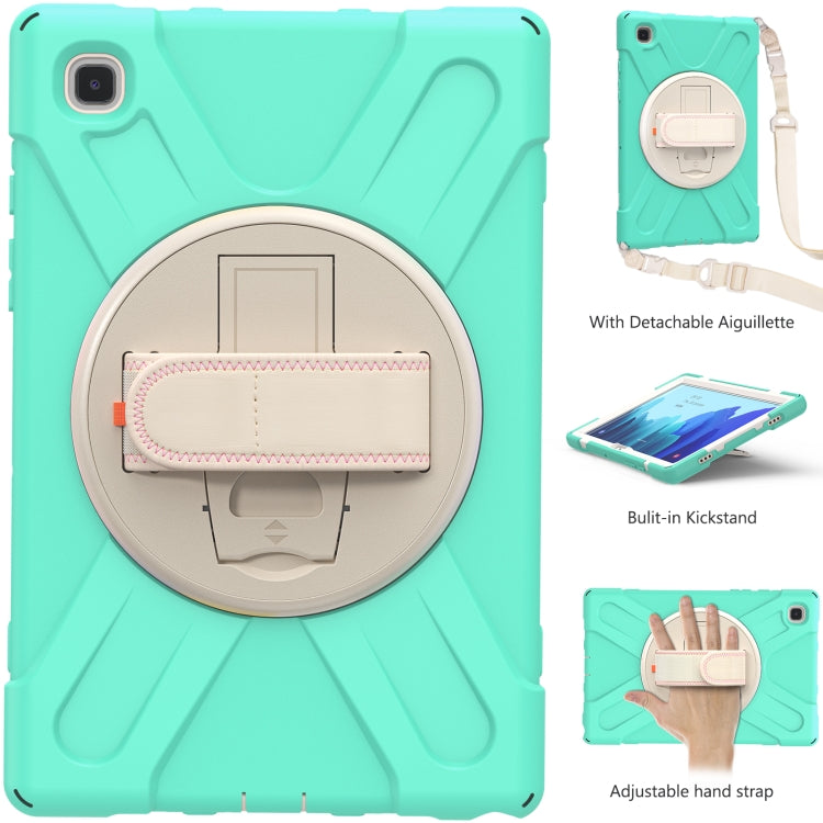 For Samsung Galaxy Tab A7 (2020) T500 Pure Color Silicone + PC Protective Case with Holder & Shoulder Strap(Mint Green) - Other Galaxy Tab PC by buy2fix | Online Shopping UK | buy2fix