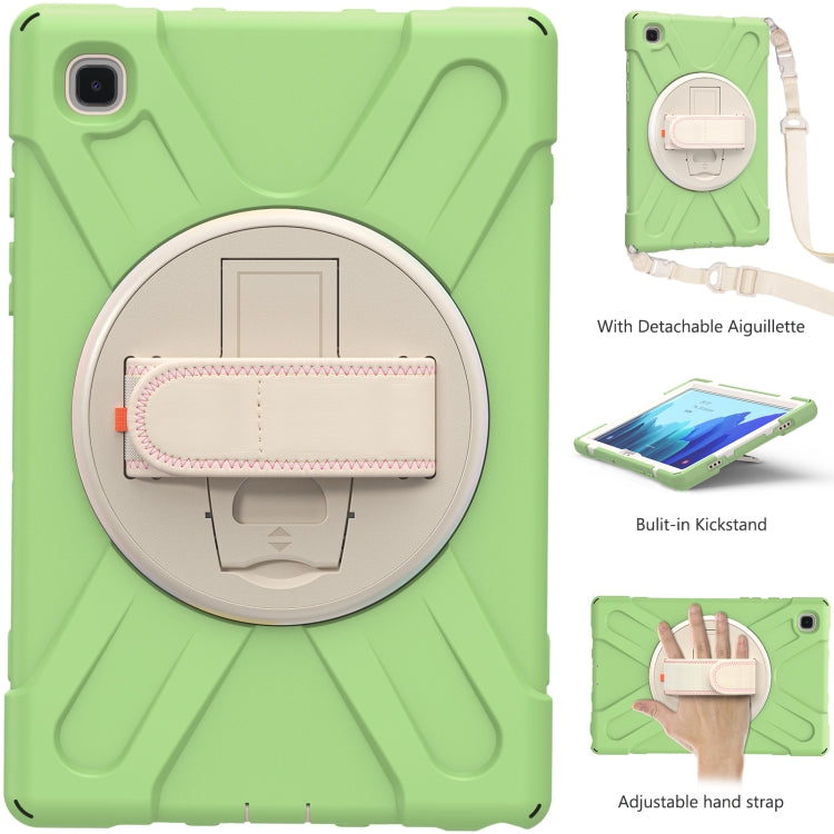For Samsung Galaxy Tab A7 (2020) T500 Pure Color Silicone + PC Protective Case with Holder & Shoulder Strap(Matcha Green) - Other Galaxy Tab PC by buy2fix | Online Shopping UK | buy2fix