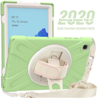 For Samsung Galaxy Tab A7 (2020) T500 Pure Color Silicone + PC Protective Case with Holder & Shoulder Strap(Matcha Green) - Other Galaxy Tab PC by buy2fix | Online Shopping UK | buy2fix