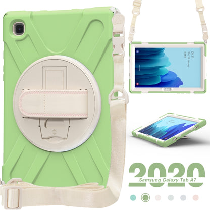 For Samsung Galaxy Tab A7 (2020) T500 Pure Color Silicone + PC Protective Case with Holder & Shoulder Strap(Matcha Green) - Other Galaxy Tab PC by buy2fix | Online Shopping UK | buy2fix