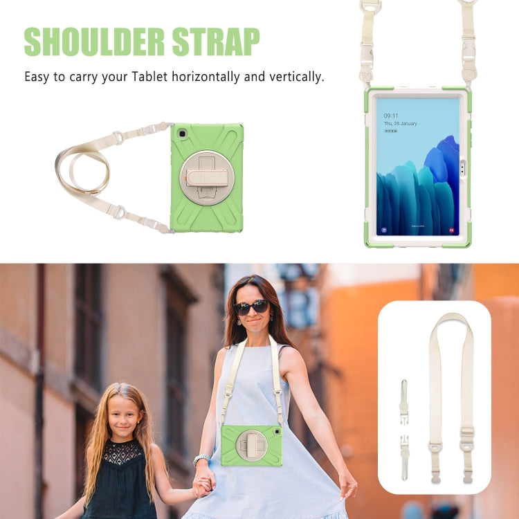 For Samsung Galaxy Tab A7 (2020) T500 Pure Color Silicone + PC Protective Case with Holder & Shoulder Strap(Matcha Green) - Other Galaxy Tab PC by buy2fix | Online Shopping UK | buy2fix