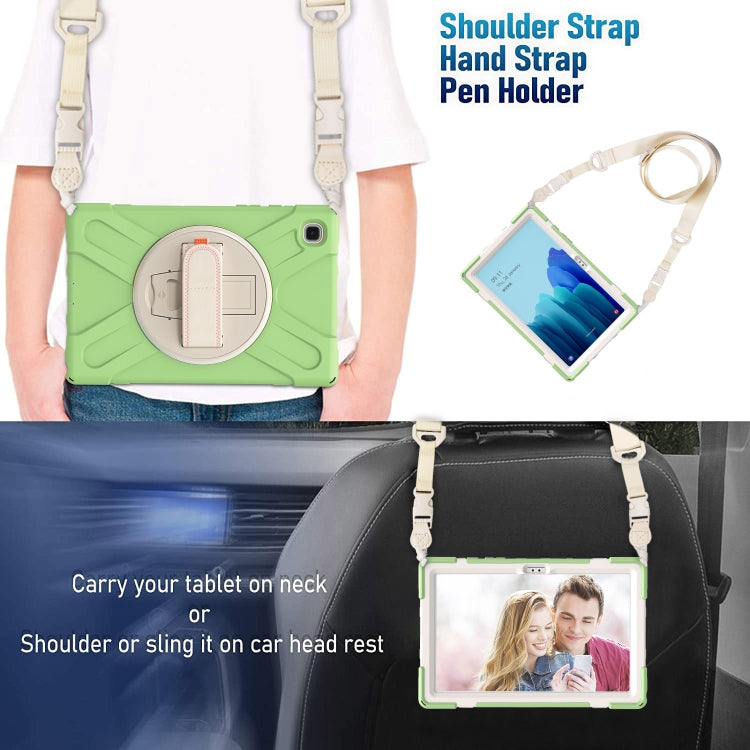 For Samsung Galaxy Tab A7 (2020) T500 Pure Color Silicone + PC Protective Case with Holder & Shoulder Strap(Matcha Green) - Other Galaxy Tab PC by buy2fix | Online Shopping UK | buy2fix