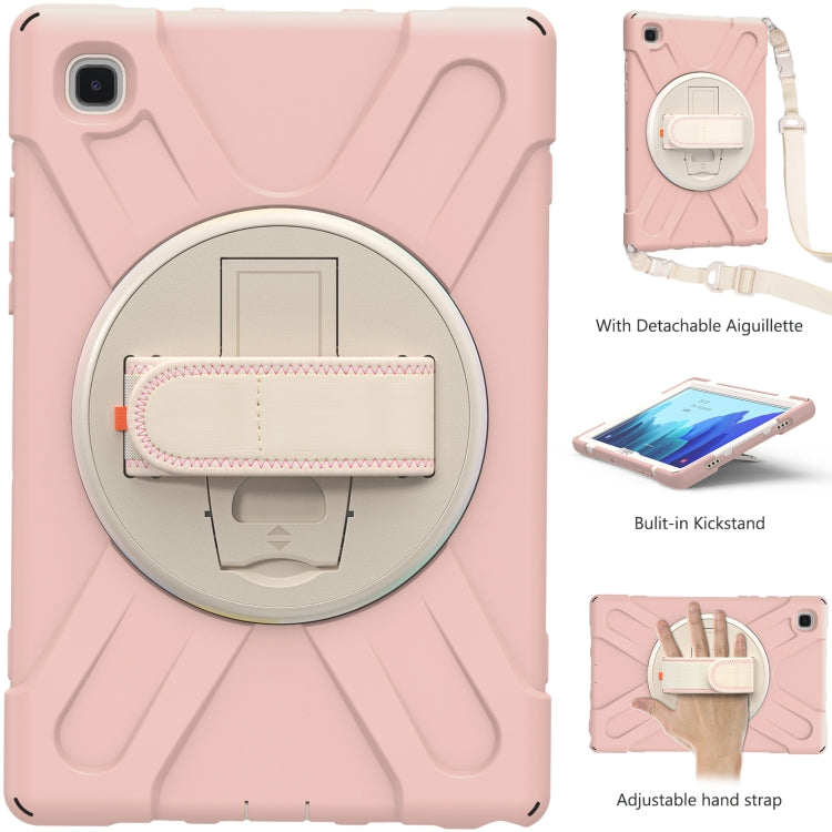 For Samsung Galaxy Tab A7 (2020) T500 Pure Color Silicone + PC Protective Case with Holder & Shoulder Strap(Sakura Pink) - Other Galaxy Tab PC by buy2fix | Online Shopping UK | buy2fix