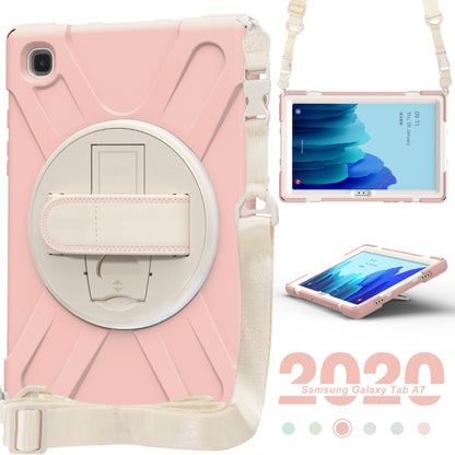 For Samsung Galaxy Tab A7 (2020) T500 Pure Color Silicone + PC Protective Case with Holder & Shoulder Strap(Sakura Pink) - Other Galaxy Tab PC by buy2fix | Online Shopping UK | buy2fix
